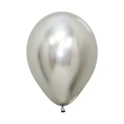 12 inch LATEX ROUND BALLOONS REFLEX SILVER - 50 PCS 