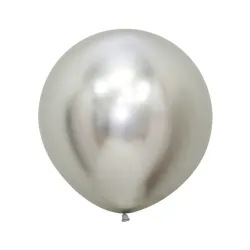 24 inch LATEX ROUND BALLOONS REFLEX SILVER - 3 PCS 