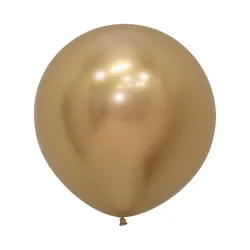 24 inch LATEX ROUND BALLOONS REFLEX GOLD - 3 PCS 