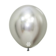 18 inch LATEX ROUND BALLOONS REFLEX SILVER - 6 PCS 