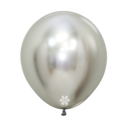 18 inch LATEX ROUND BALLOONS REFLEX SILVER - 6 PCS 