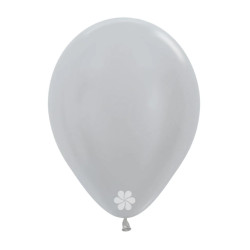 SATIN SILVER LATEX ROUND BALLOONS 5 INCH 100 PCS 